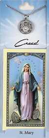 St Mary Prayer Card with Pewter Medal