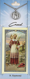 St Raymond Prayer Card with Pewter Medal
