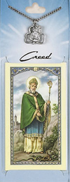 St Patrick Prayer Card with Pewter Shamrock Medal