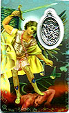 St Michael Laminated Prayer Card with Medal