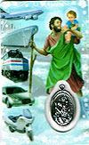 St Christopher Laminated Prayer Card  with Medal