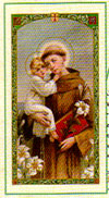 Saint Anthony Laminated Prayer Card - Saint of Miracles