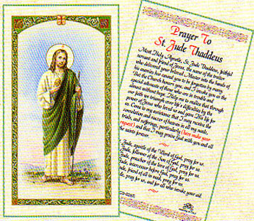 prayer to st jude holy card hc9 026e laminated Saint jude laminated prayer card