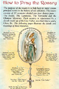 White Rosary Prayer Instruction Card - Set of 10