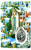 Mysteries of the Rosaries Laminated Prayer Card with Medal