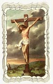 Prayer Before a Crucifix Linen Card