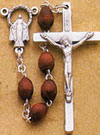 Silver Men's Rosary with Oval Brown Beads