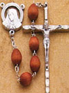 25 Inch Silver Men's Rosary with Wood Beads