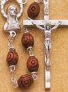 22 Inch Men's Rosary with Carved Brown Beads