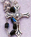 Jet Distinctive Pressed Glass Bead Rosary