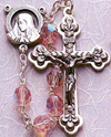 Tin Cut Crystal Rosary - Pink