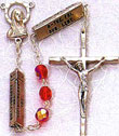 Mysteries Rosary with Square Metal Bars - Red