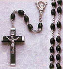 Black Plastic Rosary with Oval Beads