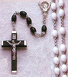 Italian White Plastic Bead Rosary
