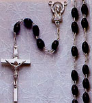 Black Plastic Rosary with Elongated Beads