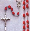 Red Plastic Rosary with Elongated Beads