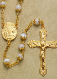 White Pearl & Gold over Sterling Rosary