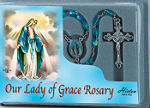 Our Lady of Grace Blue Crystal Rosary