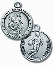 Sterling Silver Basketball Boys Sports Medal