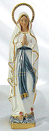 Our Lady of Lourdes Pearlized Plaster Italian Statue - 12 Inch