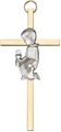 4-Inch First Communion Wall Cross - Silver Boy on Brass Cross