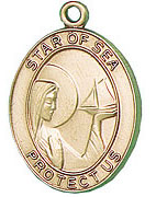 Star of the Sea Oval Gold Filled Medal