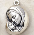 Madonna and Child Sterling Silver Medal with 20-Inch Chain