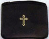 Black Gold Cross Leather Rosary Case