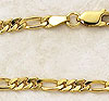 Gold over Sterling 7 Inch Triple Link Charm Bracelet