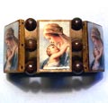 Madonna Wood Bracelet with Colored Portrait