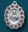 Sterling Silver Scapular Vintage Medal Red