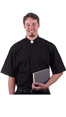 Open Package: Clergy Black Cotton Shirt Half Sleeve - 15 Inch Neck