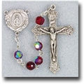 Tin Cut Crystal Beads-Garnet Aurora Borealis Rosary