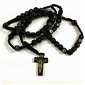 Black Wood Cord Rosary with Square Beads