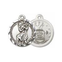 Air Force & St. Christopher Sterling Silver Medal on Chain