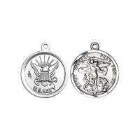 Round Sterling Silver Navy & St Michael Medal