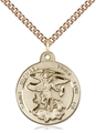 Saint Michael Gold Filled Round Medal on Chain