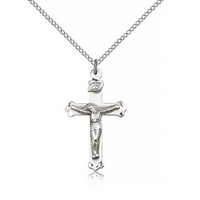 Simple Sterling Silver Crucifix Pendant - 1.25-Inch with 18-Inch Chain