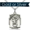 Vintage Style St Michael Necklace - Silver