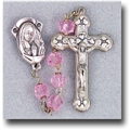Tin Cut Square Beads-Light Rose Rosary