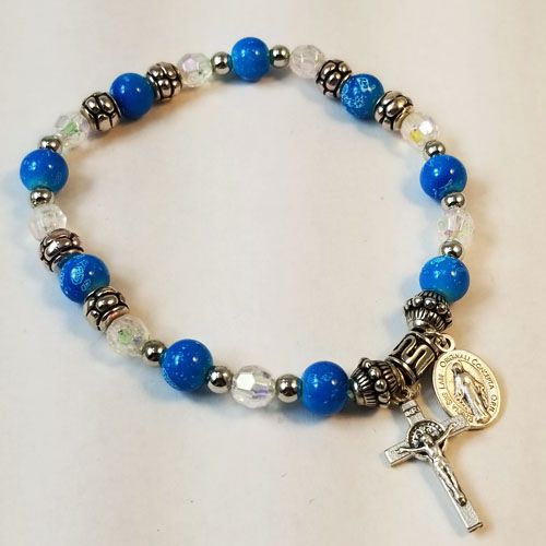Light Blue Italian Stretch Bracelet | Discount Catholic Products