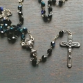 First Communion Black Glass Rosary With Chalice Cross Our Father Beads