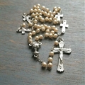 First Communion Pearl Rosary with Communion Cross Our Father Beads