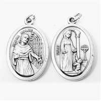 St. Maximilian Kolbe Oxidized Oval Medal