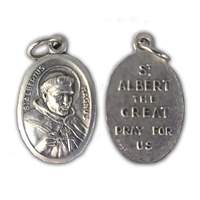 St. Albertus Magnus - Albert the Great Oxidized Oval Medal