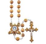 Ave Maria Olive Wood Rosary with Miraculous Center