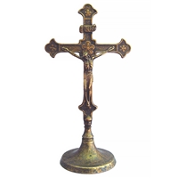 Antiqued Brass Standing Crucifix