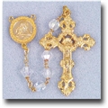 Pressed Glass Madonna Beads-Light Blue Rosary