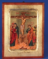 The Crucifixion of Jesus Greek Icon in Gold Leaf