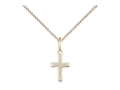14kt Gold Cross Pendant on a Gold Filled Light Curb Chain